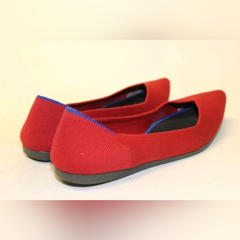 Rothy's Bright Red Textile Ballet Flat Women Size 7.5 38 The Point Comfort Shoes - Picture 3 of 14